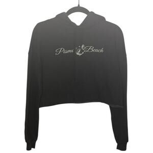 Grey Pismo Beach, CA Cropped Hoodie-EUC